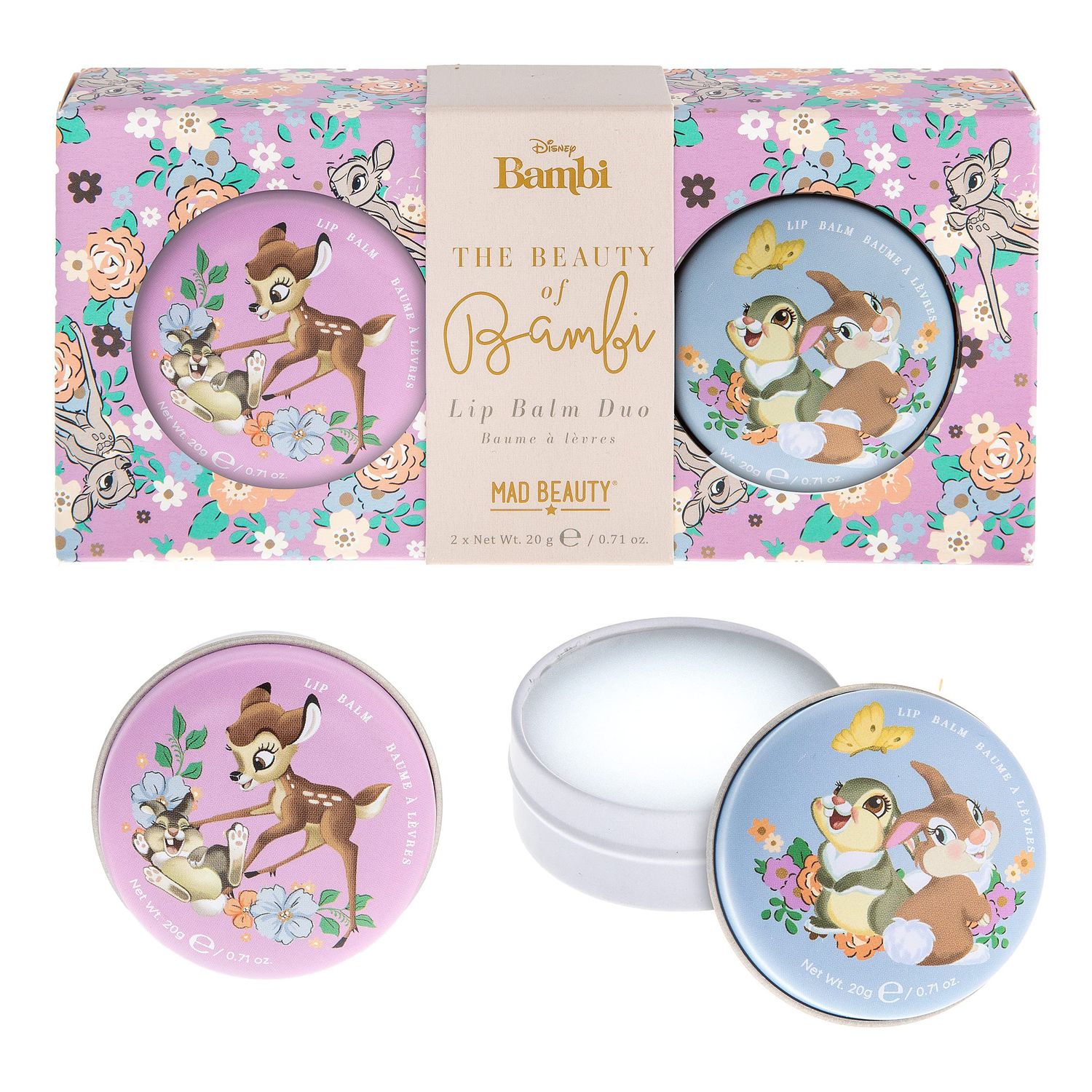 Mad Beauty Disney Beauty of Bambi Lip Balm Duo | Cruelty-Free Cosmetics | Strawberry &amp; Vanilla Scented | Skincare Gifts for Women, Adults, and Kids
