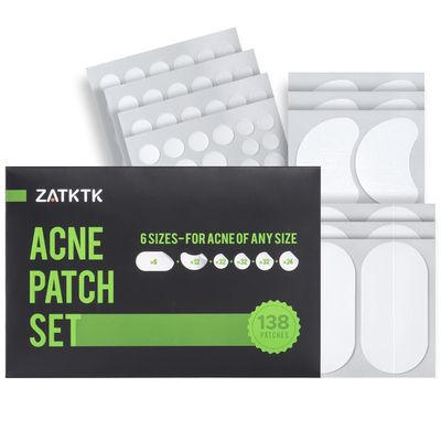 ZATKTK Pimple Patches (6 Sizes 138 Patches), Acne Patches for Large Zit Breakouts, Hydrocolloid Bandages for Face, Chin, Nose, Forehead, Body, Back, Neck &amp; Chest, Oval Hydrocolloid Acne Patches