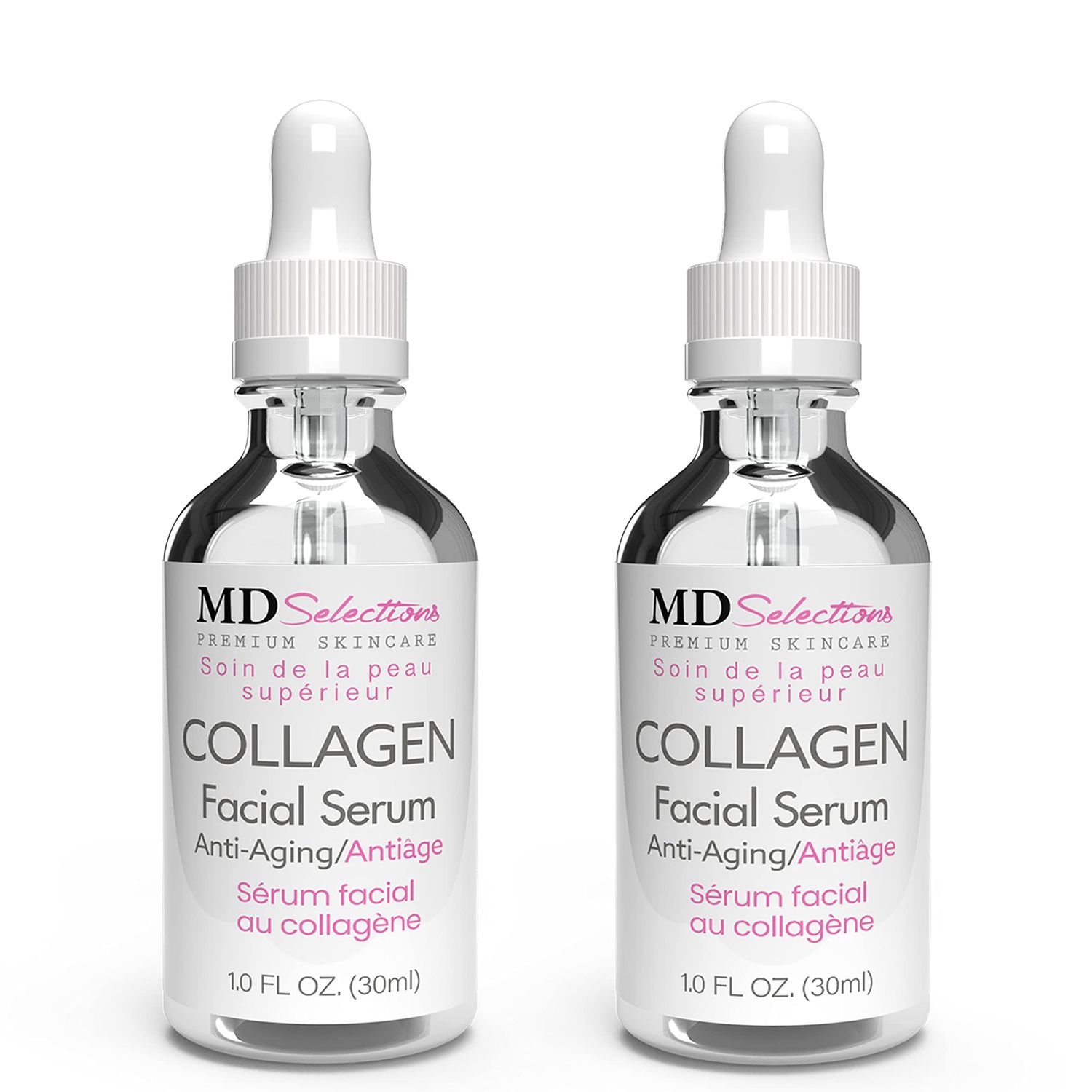 Md Selections Collagen Serum with Facial Moisturizer - Peptide Collagen Serum for Face, Lifting, Plumping, &amp; Firming Collagen Facial Serum Improves Elasticity, Reducing Acne (1+1 Fl Oz, 2-Pack)