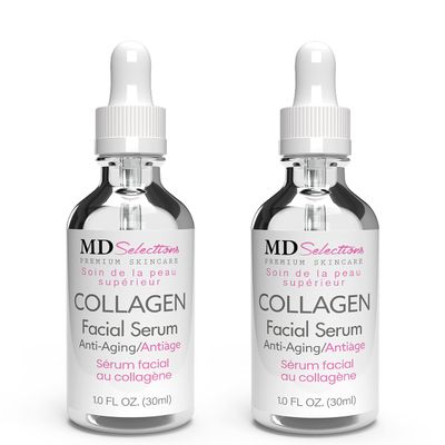 Md Selections Collagen Serum with Facial Moisturizer - Peptide Collagen Serum for Face, Lifting, Plumping, &amp; Firming Collagen Facial Serum Improves Elasticity, Reducing Acne (1+1 Fl Oz, 2-Pack)