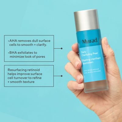 Murad Daily Clarifying Peel - Exfoliating Peel Solution - Resurfacing Retinoid/AHA/BHA Liquid - Skin-Smoothing Retinoid, Salicylic Acid &amp; Glycolic Acid Peel for Face, 3.2 Fl Oz