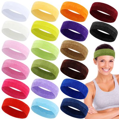 Lawie 20 Pack Candy Colors Terry Cloth Fuzzy Elastic Hair Band Makeup Hairbands Beauty Spa Headbands Washing Face Beauty Skin Care Shower Sleeping Headwraps for Women Girls