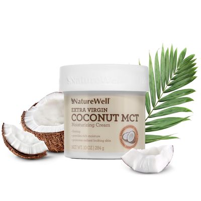 NATURE WELL Clinical Extra Virgin Coconut MCT Moisturizing Cream for Face, Body, &amp; Hands, Firming, Provides Rich Moisture &amp; Promotes Radiant Looking Skin, 10 oz