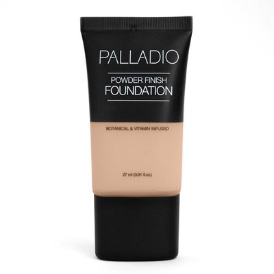 Palladio Powder Finish Liquid Foundation, Natural Matte Appearance, Reduces Fine Lines, Covers Large Pores, Hides Imperfections, All Day Wear, Sheer to Medium Coverage, Honey