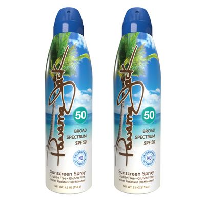 Panama Jack Continuous Spray Sunscreen - SPF 50, Broad Spectrum UVA/UVB Protection, PABA, Paraben, Gluten &amp; Cruelty Free, Water Resistant (80 Minutes), 5.5 OZ (Pack of 2)