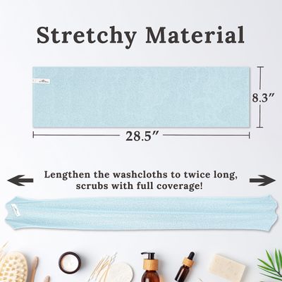 myHomeBody Exfoliating Washcloth, Skin Exfoliator for Body, Body Scrub for Women, Shower Wash Scrubber, Loofah Back Scrubber for Shower, Exfoliating Washcloths for Body, Light Gray*1 + Baby Blue*1