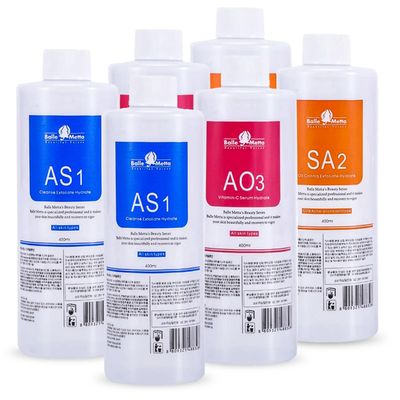 YMEYFAN Hydra Solution for Facial AS1 SA2 AO3 for Hydra Hydrogen Oxygen Facial Machine Professional, Aqua Peeling Solution Hydra Serums for Facial Cleansing, Face Skin Care, Hydrating (400ml/6Pcs)