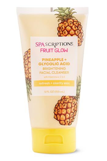 SpaScriptions Fruit Glow Pineapple + Glycolic Acid Brightening Facial Cleanser With Vitamins A, C &amp; E 5 Fl Oz