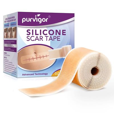 Silicone Scar Tape for Scar Treatment, Advanced Scar Removal Sheets, Soften and Flattens Old Scars and New Scars Which Resulting from Surgery, Acne, Injury, Burns, C-Section and More (1.6x 60)