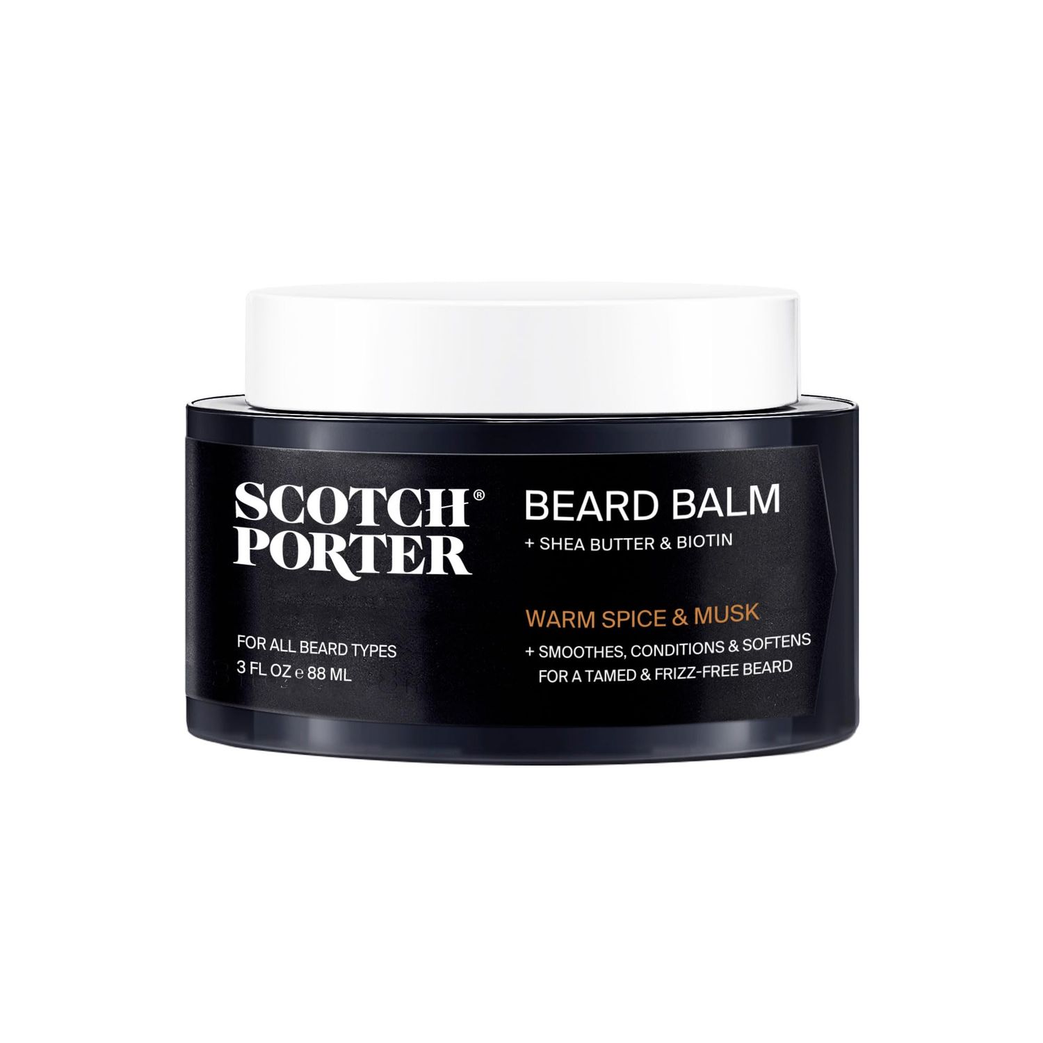 Scotch Porter Conditioning Beard Balm - Smooth, Shape, Moisturize &amp; Soften Coarse, Dry Beard Hair while Encouraging Growth for a Fuller/Healthier-Looking Beard - Original Scent, 3 oz. Jar