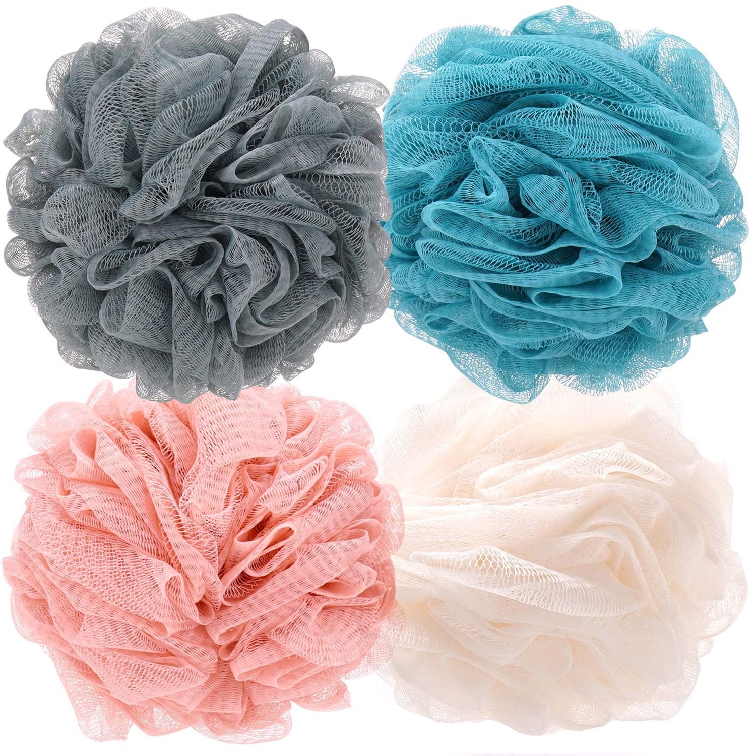 OKAKA Bath Sponge Bath Loofah Shower Loofah Shower Puff Shower Essential Skin Care Soft Big Pack(Pack of 4) (Plain)