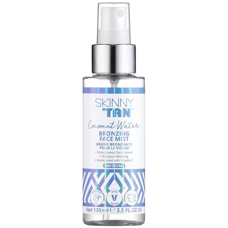 Skinny Tan Coconut Water Self Tanning Face Mist Spray - Gradual Self Tanner Enriched with Hyaluronic Acid and Vitamin C - Delicious Tropical Coconut and Pineapple Scent - Medium Self Tan - 3.5 oz