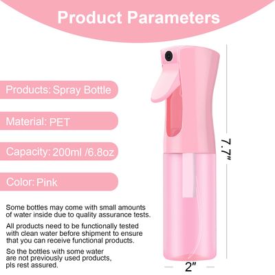 LERPOLOR Empty Spray bottles, Continuous Spray Bottle for Hair, Spray Water Bottle Fine Mist Refillable, Skin Care, Showering Pets, Plants, travel, Ironing and Cleaning 6.8 Ounce (2 Pack, Pink)