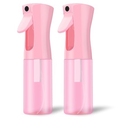 LERPOLOR Empty Spray bottles, Continuous Spray Bottle for Hair, Spray Water Bottle Fine Mist Refillable, Skin Care, Showering Pets, Plants, travel, Ironing and Cleaning 6.8 Ounce (2 Pack, Pink)