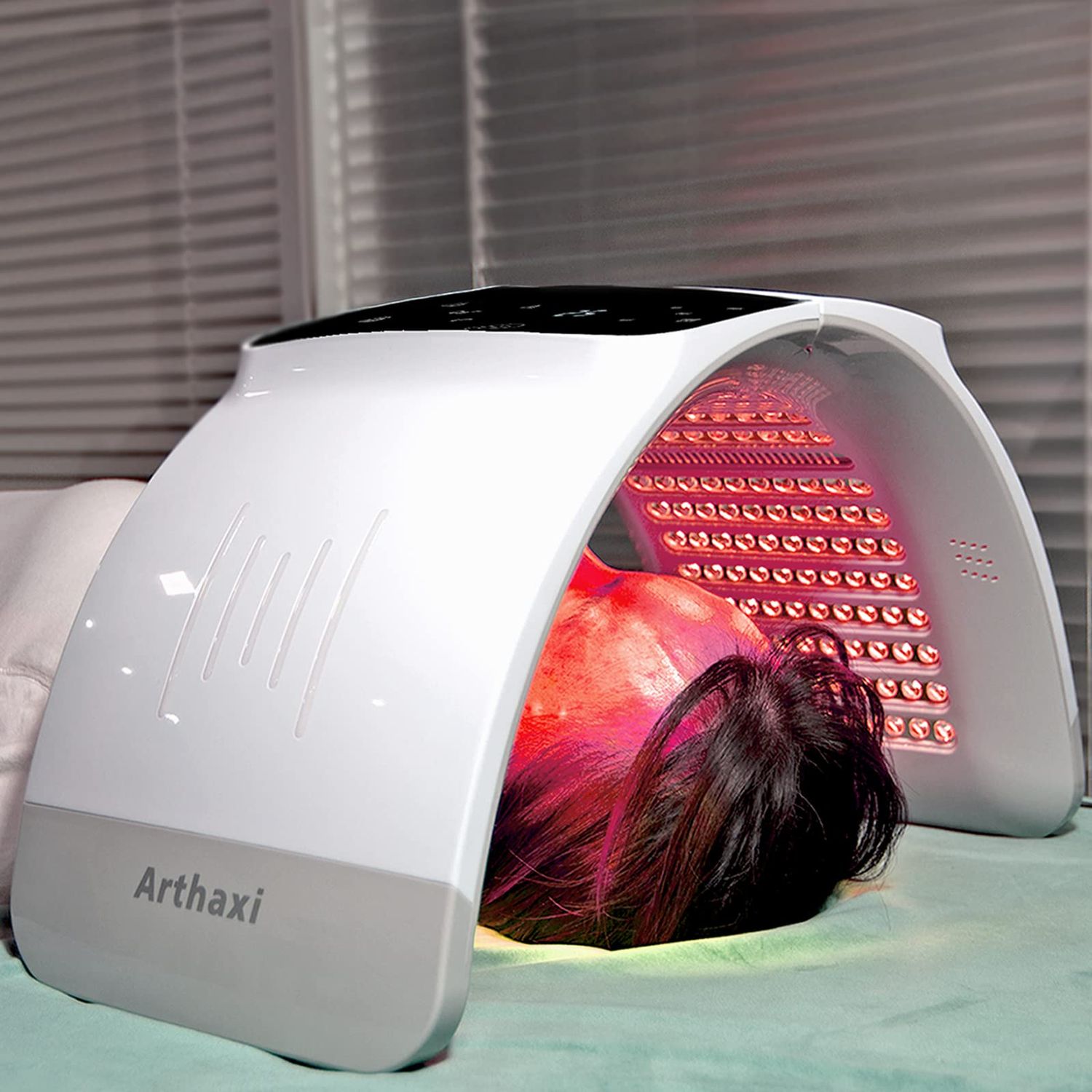 LED Light Skin Care Therapy Machine, Photon Facial Rejuvenation Device 7 Colors, LED-Face-Mask-Light-Therapy, Red Light Therapy for Face Folding Design Salon and Home Use, Gifts for Women, White