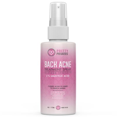Pretty Privates Premium Back Acne Spray - Body, Butt and Back Acne Treatment Spray - with 2% Salicylic Acid - Bacne Scar and Spot Clearing Solution - For All Skin Types - 4 oz(113 mL)