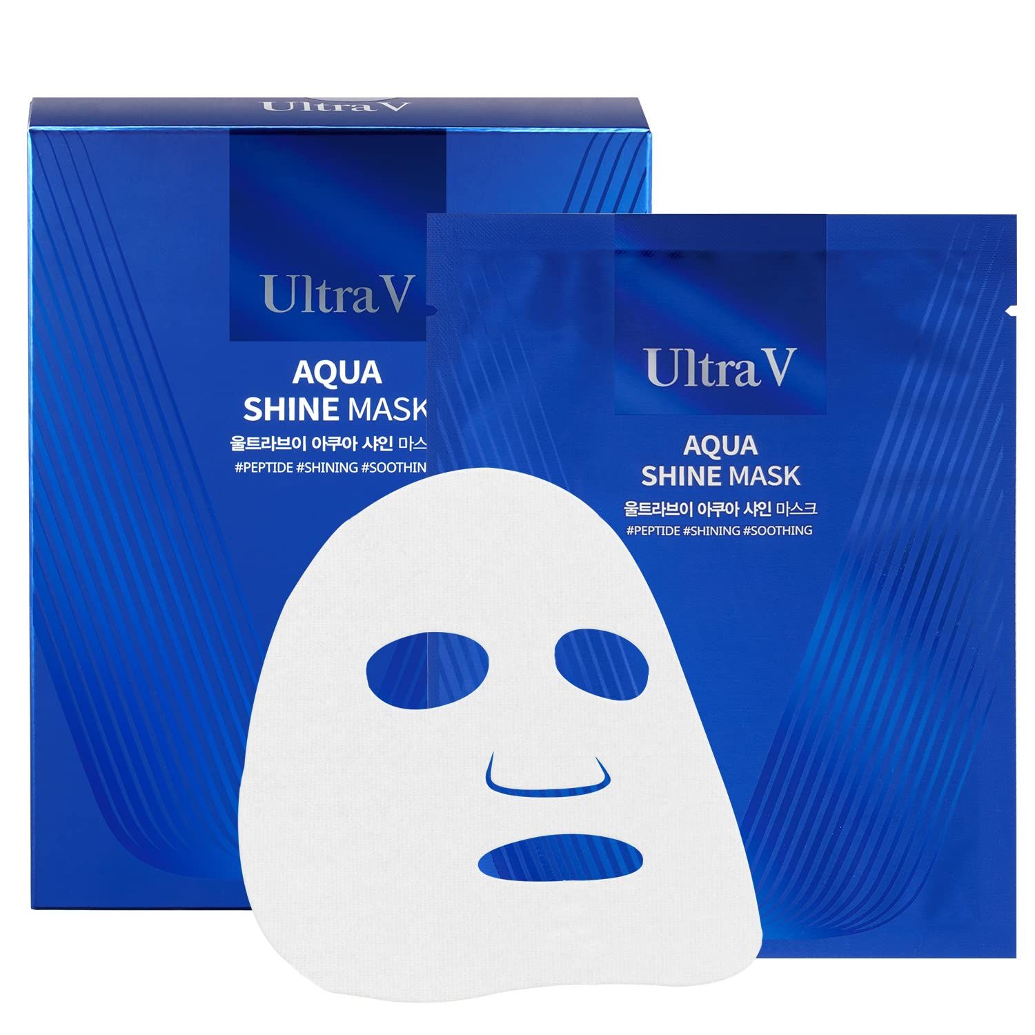 ULTRAV Idebenone Anti Aging Facial Mask Sheet - Antioxidant, Deep Moisturizing - Hypoallergenic Tencel Sheet - Aqua Shine Mask 10 Sheets