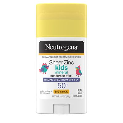 Neutrogena Sheer Zinc Oxide Kids Mineral Sunscreen Stick, Broad Spectrum SPF 50+ &amp; UVA/UVB Protection &amp; Water Resistant with Residue-Free, No-Mess Application, Oil- &amp; Paraben-Free, 1.5 oz