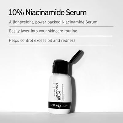 The INKEY List 10% Niacinamide Serum, Lightweight Oil Control Serum Helps with Blemishes and Appearance of Redness, Hydrating 1% Hyaluronic Acid 30ml, 1 fl oz