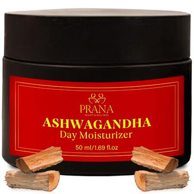 Prana Ashwagandha Day Moisturizer- 50ml/1.69 fl oz| Natural Skincare | Ayurvedic ingredients | Optimal Hydration | Fragrance free | Infused with Organic Ashwagandha | Face cream
