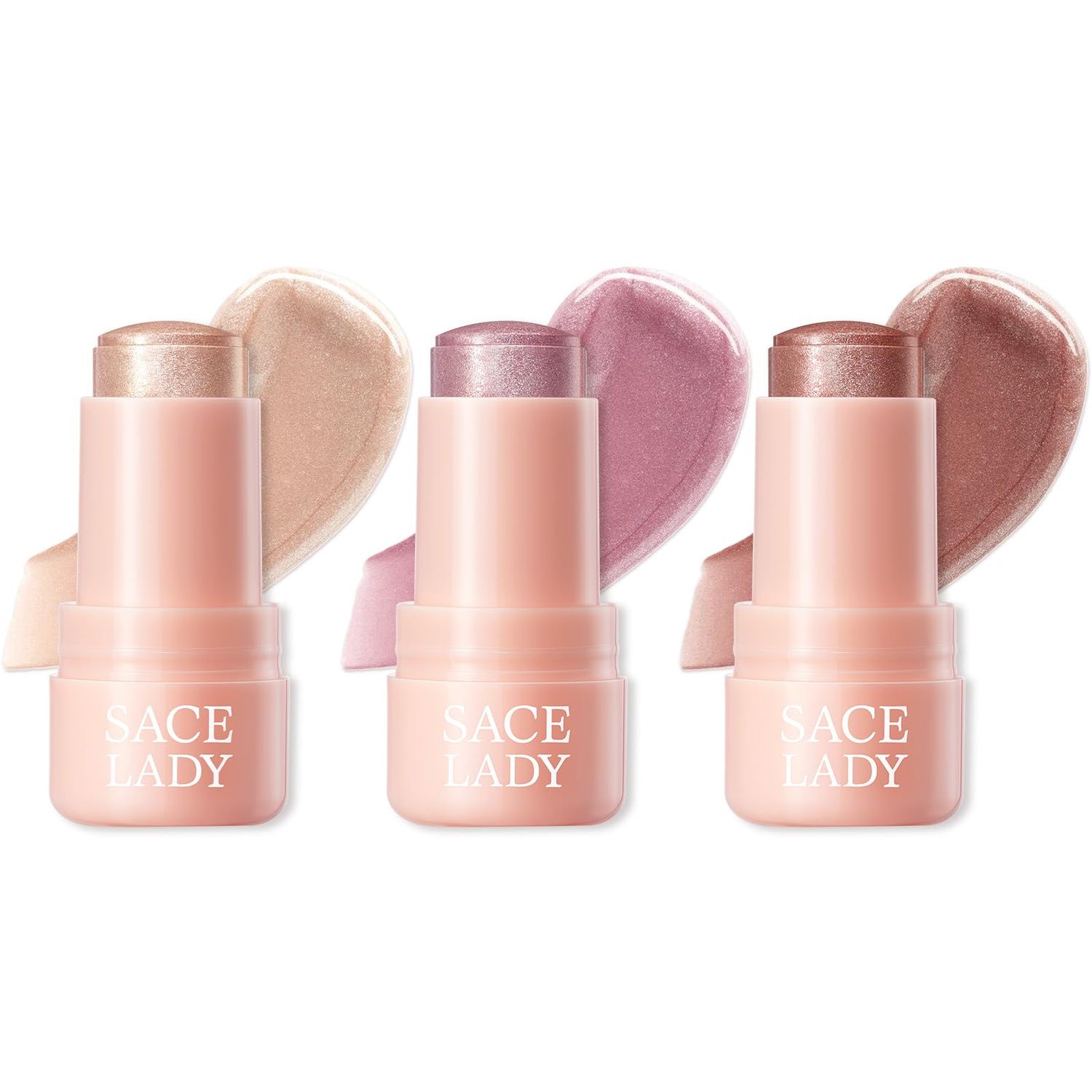 SACE LADY Jelly Highlighter Stick, Face Glow Sticks with Watery Radiant Finish, Easy Blend &amp; Long Lasting, Multi-Use Cream Highlighter Makeup 3 Colors