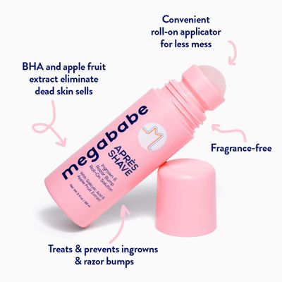 Megababe Aprs Shave | Post-Shave &amp; Waxing | Ingrown Hair &amp; Razor Bump Roll-On Treatment for Women | Bikini, Armpits &amp; Legs | 3.0 fl oz