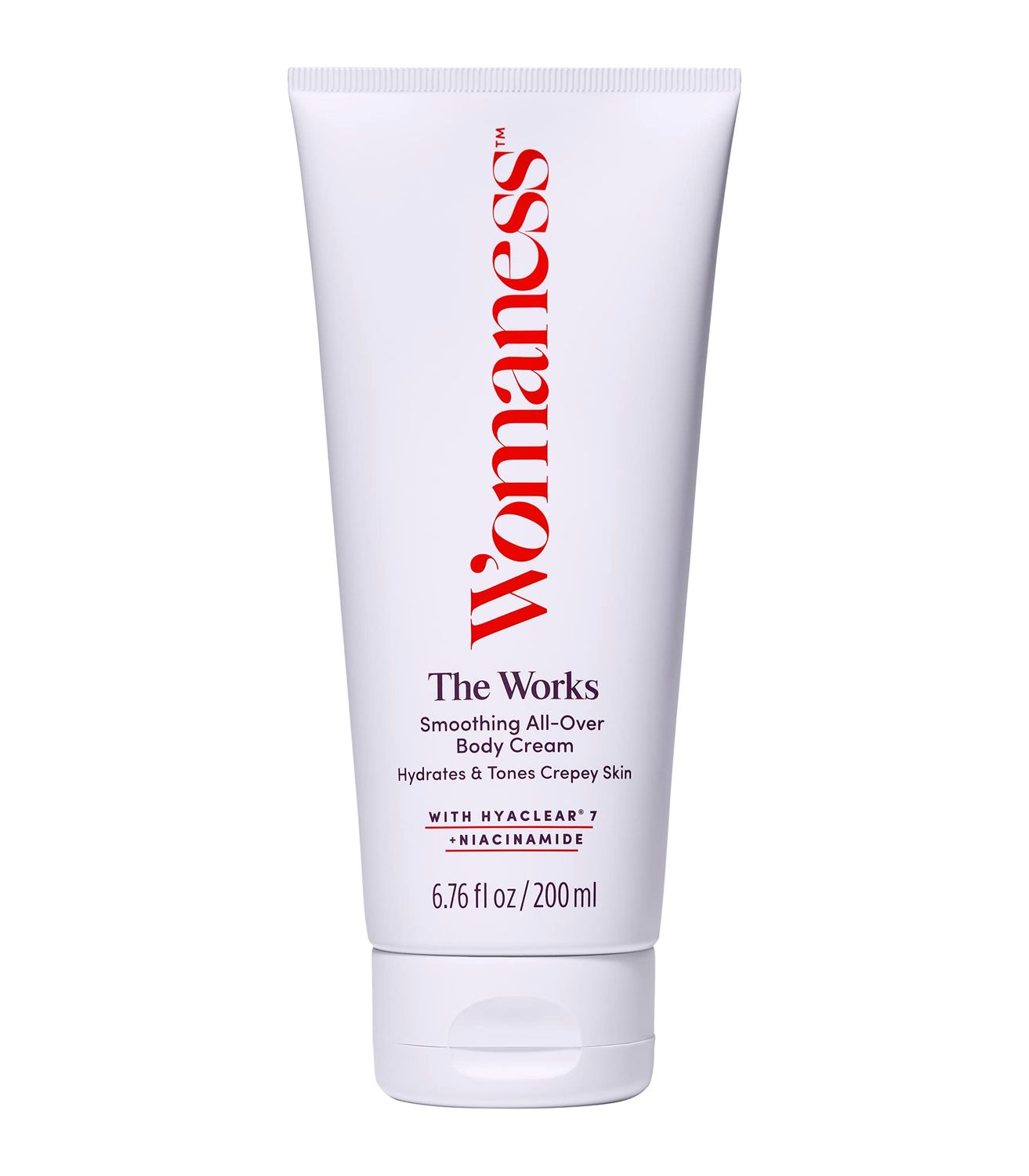 Womaness The Works All-Over Toning Body Cream - Hydrating &amp; Smoothing Anti Aging Body Lotion - Niacinamide and Hyaluronic Acid Firming Lotion for Menopause Body Care &amp; Skin Repair (200ml)