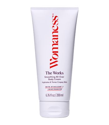 Womaness The Works All-Over Toning Body Cream - Hydrating &amp; Smoothing Anti Aging Body Lotion - Niacinamide and Hyaluronic Acid Firming Lotion for Menopause Body Care &amp; Skin Repair (200ml)