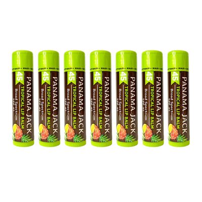 Panama Jack Sunscreen Lip Balm - SPF 45, Broad Spectrum UVA-UVB Sunscreen Protection, Prevents &amp; Soothes Dry, Chapped Lips, Tropical, 7-pack