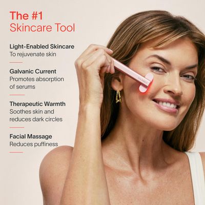 Solawave 4-in-1 Red Light Therapy Facial Wand | Anti-Aging Red Light Therapy for Face and Neck | Galvanic Microcurrent Gua Sha Facial Massager | Wrinkle Reduction | Solawave Original | Rose Gold