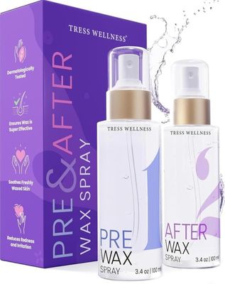 Tress Wellness Pre-Wax Cleanser, Spray and Treatment, After-Wax Oil and Care, Skin Wax Remover