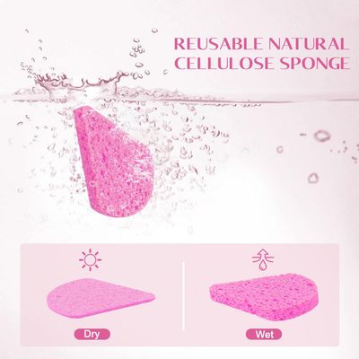 UNIMADE 120-Count Compressed Facial Sponges, Face Sponges for Cleansing, 100% Natural Cellulose Cosmetic Spa Sponges for Facial Cleansing, Makeup Removal, Exfoliating Mask, Skin Massage - Pink