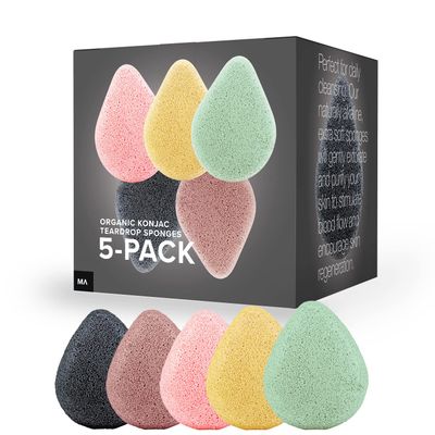 Minamul Konjac Exfoliating Organic Facial Sponge Set | Gentle Daily face Scrub/Skincare | Safe for Oily, Dry, Combination or Sensitive Skin | Charcoal, Turmeric, French Green, Red &amp; Pink Clay