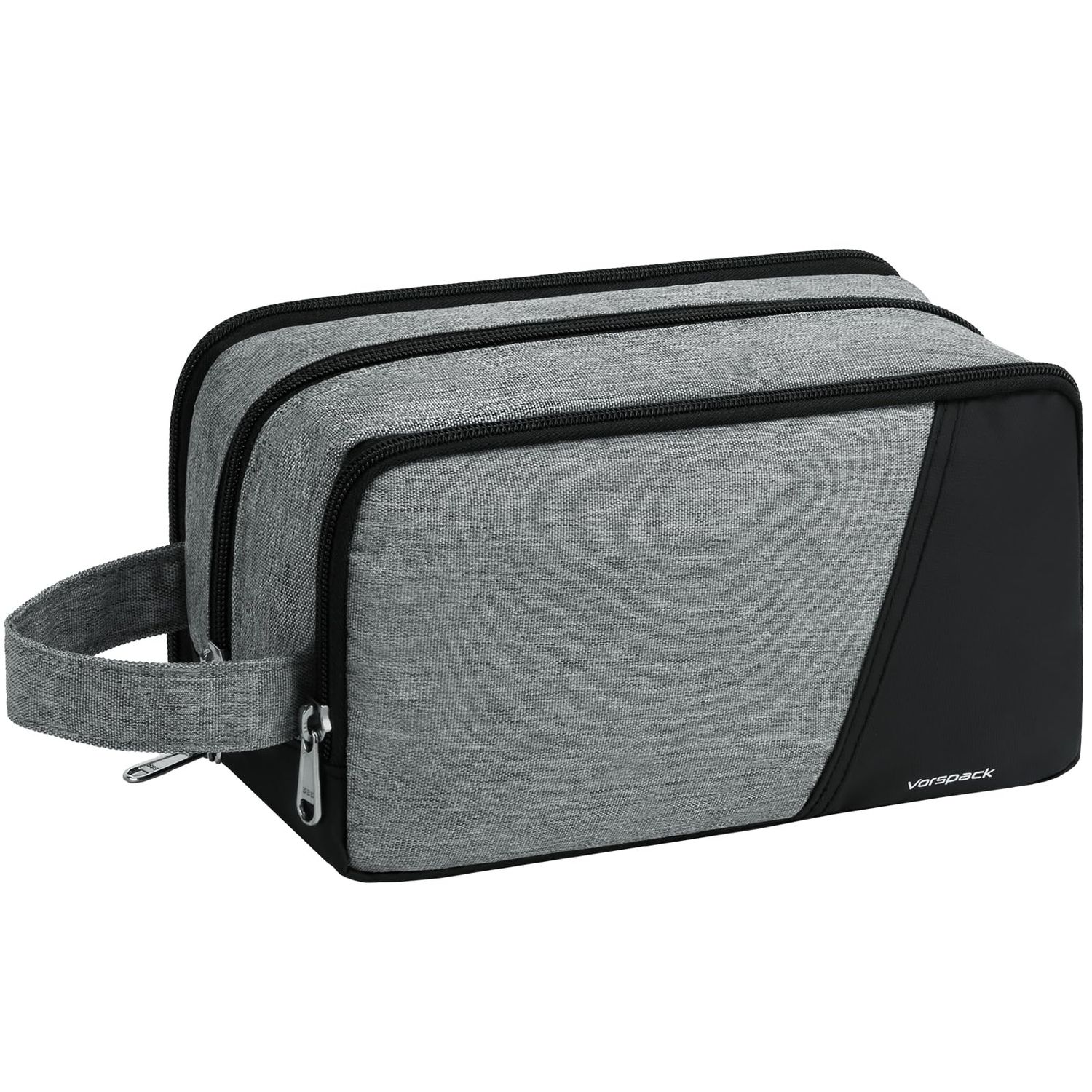 Vorspack Travel Toiletry Bag - Large Toiletry Bag for Men Water Resistant Skincare Bag Dopp Kit for Bathroom Toiletries Accessories Gifts - Grey