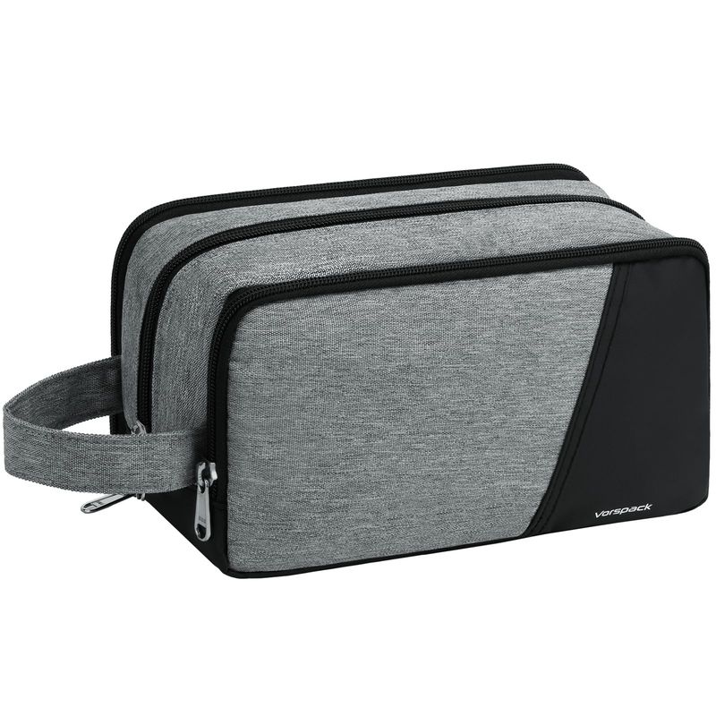 Vorspack Travel Toiletry Bag - Large Toiletry Bag for Men Water Resistant Skincare Bag Dopp Kit for Bathroom Toiletries Accessories Gifts - Grey