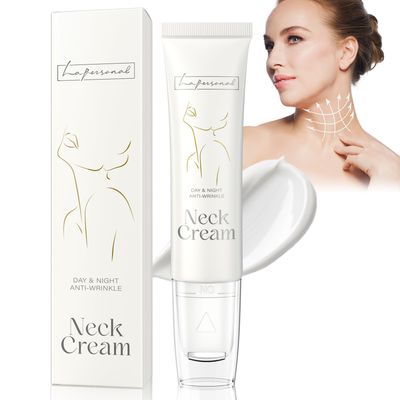 LA.PERSONAL Neck Cream, Neck Firming and Tightening Serum Moisturizer for Sagging Skin, Fine lines, Dcollet with Lift Cooling Roller -2.14 OZ/60G