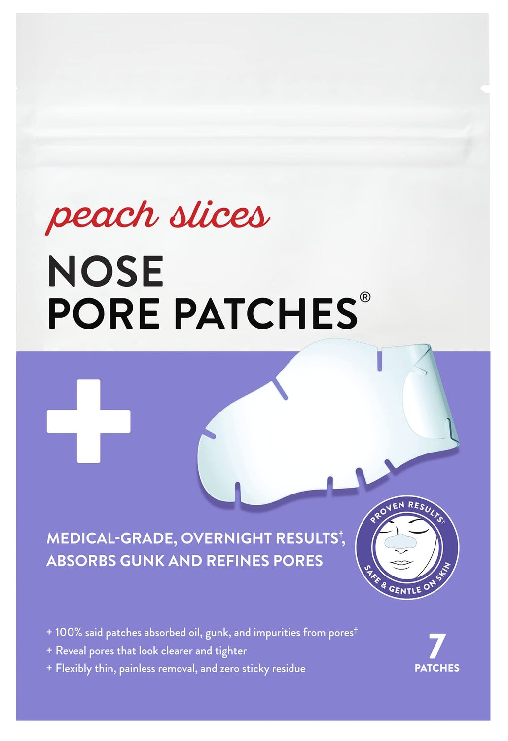 Peach Slices | Nose Pore Patches | Medical-Grade Hydrocolloid | Targets Pores &amp; Pimples | Absorbs Oil Overnight | Vegan | Cruelty-Free | Facial Skin Care Products | 7 Ct
