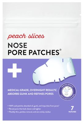 Peach Slices | Nose Pore Patches | Medical-Grade Hydrocolloid | Targets Pores &amp; Pimples | Absorbs Oil Overnight | Vegan | Cruelty-Free | Facial Skin Care Products | 7 Ct