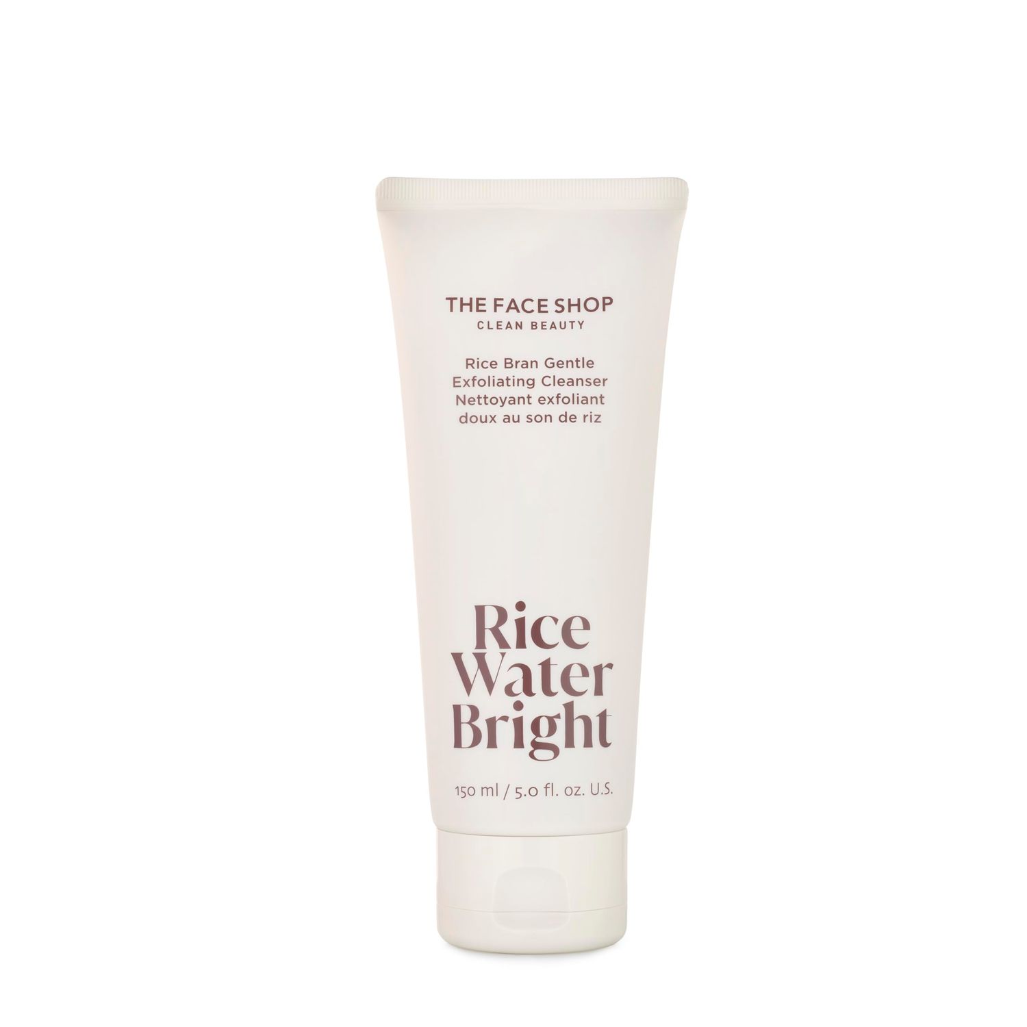 The Face Shop Rice Water Bright Rice Bran Gentle Exfoliating Cleanser - Hydrating, Moisturizing &amp; Brightening Face Cleanser - Vegan Exfoliating Face Wash Face Scrub - Korean Skin Care Face Exfoliator