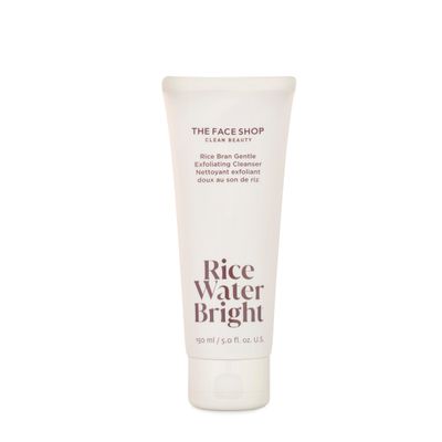 The Face Shop Rice Water Bright Rice Bran Gentle Exfoliating Cleanser - Hydrating, Moisturizing &amp; Brightening Face Cleanser - Vegan Exfoliating Face Wash Face Scrub - Korean Skin Care Face Exfoliator