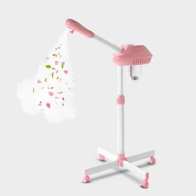 Professional Facial Steamer, Facial Steamer on Wheels, Ozone Facial Steamer, Standing Face Steamer, SPA Facial Steamer for Salon and at Home Use, Touch Control, Timing Function, Pink