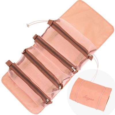 MUUNYOTA Pink Cosmetic Bag for Women - Travel Essential Toiletry Bag, Portable and Large Capacity for Makeup, Brushes, and Skincare Products