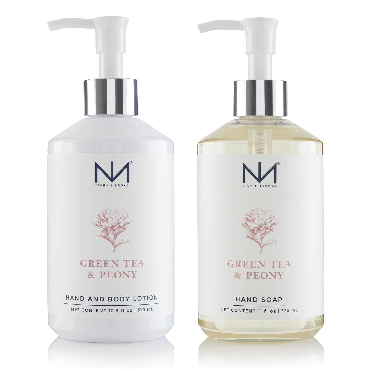 Niven Morgan Green Tea &amp; Peony Hand Soap and Lotion Set