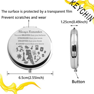 KEYCHIN Rapunzel Pocket Mirror Princess Tangled Fan Gifts You are Braver Stronger Than You Think Compact Makeup Mirror for Women Girl Teenager (Rapunzel-S)