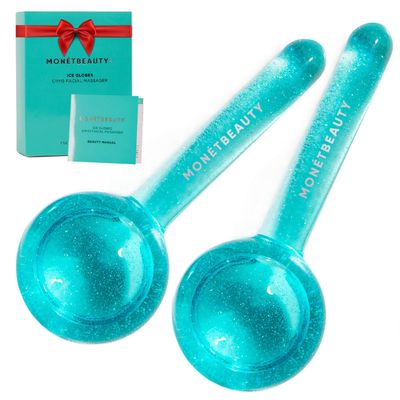 MontBeauty Ice Globes for Face, Freezer Safe and Highly Effective Facial Globes for Daily Beauty Routines, Face Roller to Tighten Skin, Reduce Puffiness, Enhance Circulation and Complexion (Blue)