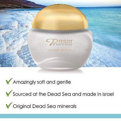 Premier Dead Sea Aromatic Salt Scrub, body scrub, bath salts infused with essential oils, jojoba oil, vitamin e oil, Exfoliates and Moisturizes smooth soft skin Hands, Feet &amp; Body EXOTIC SCENT 10.5oz