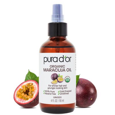 PURA D&#39;OR 4 Oz Organic Maracuja Oil - Passion Fruit Seed Oil - 100% Pure USDA Certified Premium Grade Cold Pressed Body Oil For Hair, Skin &amp; Face - Hydrating Therapy