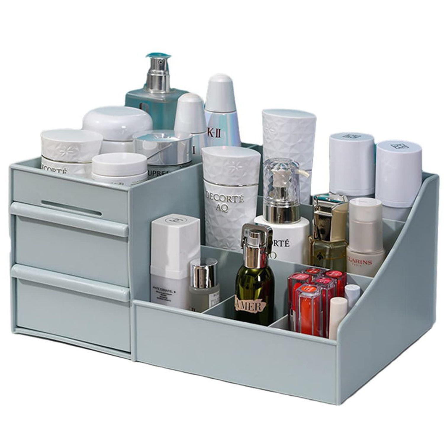 POFUOT skin care organizer,Makeup Desk Organizer With Drawers,Countertop Organizer for Cosmetics,Vanity brush with Holder for Lipstick, Brushes, Eyeshadow, and Desktop Finishing Dresser