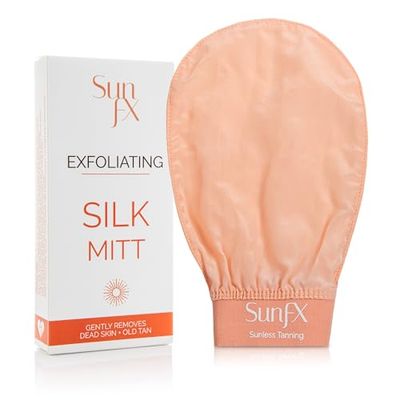 SunFX Exfoliating Silk Mitt - Gentle, Effective Exfoliation for Smooth, Radiant Skin - Perfect for Pre-Tan Prep and Removing Dead Skin Cells