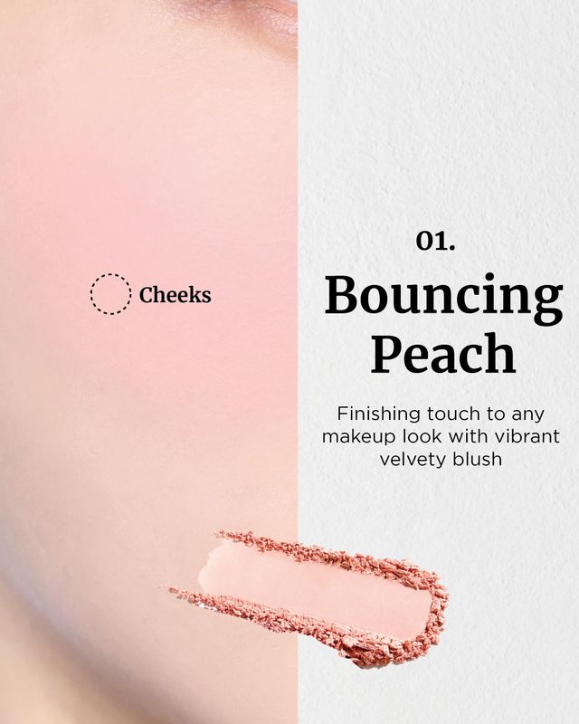 VDL Cheekstain Pastel Blush for Cheeks (Bouncing Peach, 0.2oz) - Lightweight, Velvet Powder Formula - Seamless, Long-Lasting, Natural-Looking Glow | Korean Makeup